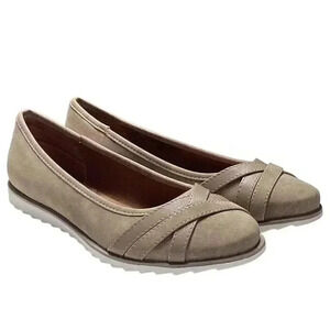 Eurosoft Rafi Women 7 38 Medium Faux Nubuck Flats Shoes Stone Taupe Vegan NEW